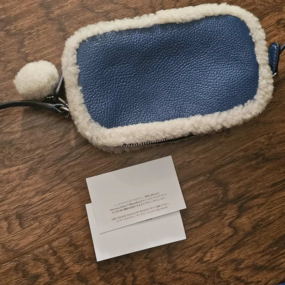 Coach Blue Crossbody Bag with Shearling Trim - Picture 4 of 4